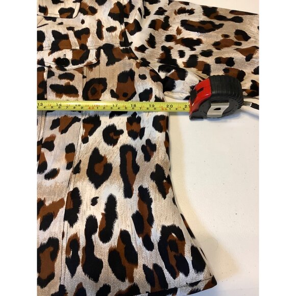 Vtg 90s Transitions Womens Petite Large Leopard Print 100% Silk Button Up Blouse - Picture 7 of 9